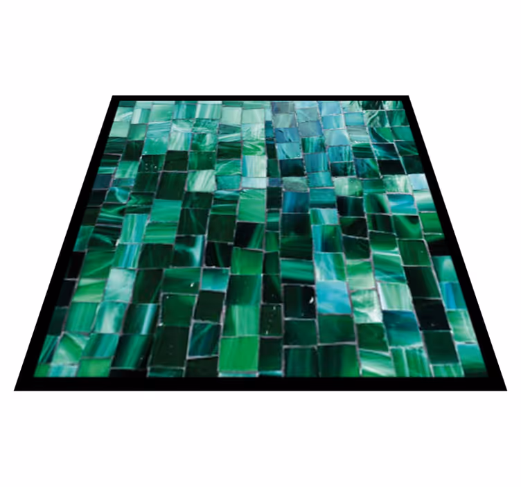 Vinyl rug bathroom gradient green mosaic tile - TenStickers