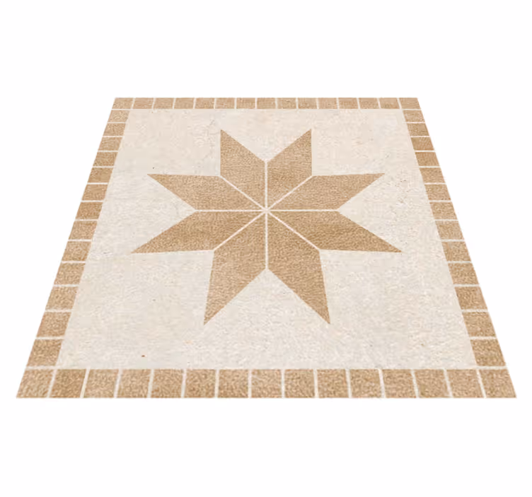 Vinyl rug bathroom brown star tile design - TenStickers