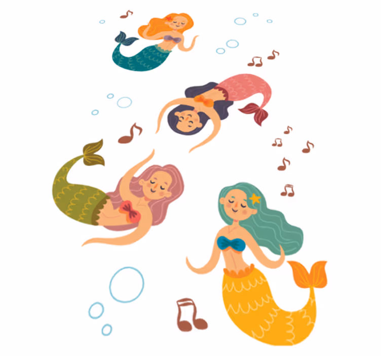 Vinyl rug bathroom dancing mermaids - TenStickers