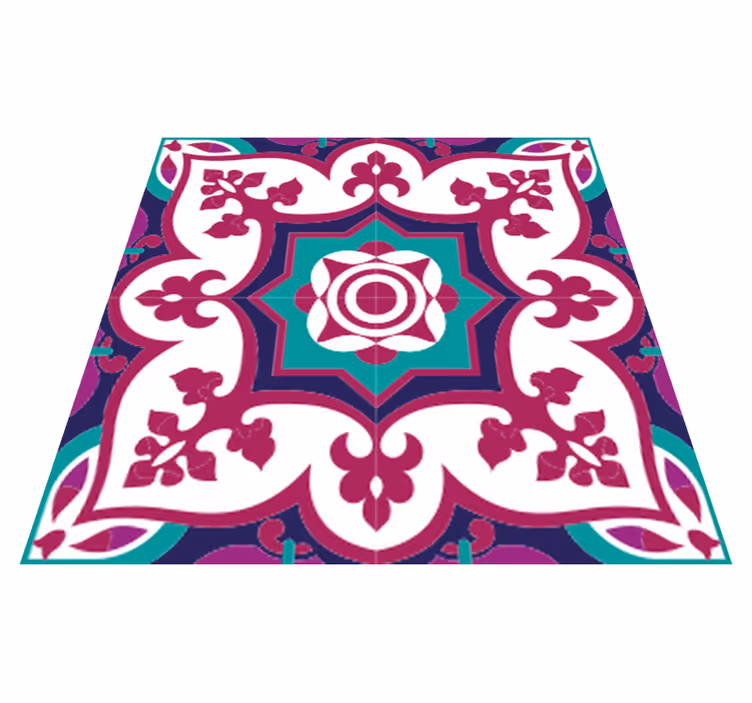 Vinyl rug bathroom in pink moroccan tile pattern - TenStickers
