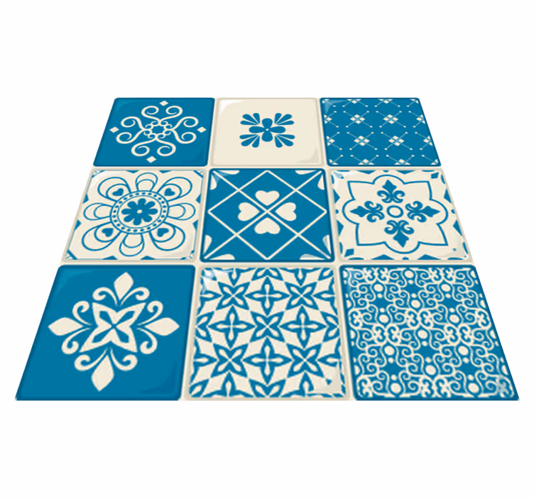 Vinyl rug bathroom gray and blue design - TenStickers