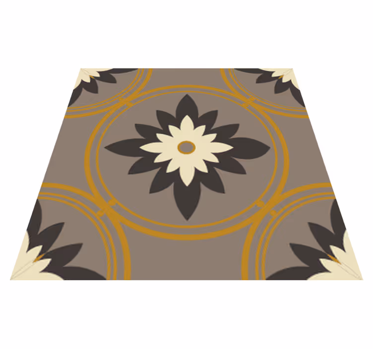 Vinyl rug bathroom with brown hydraulic cement pattern - TenStickers