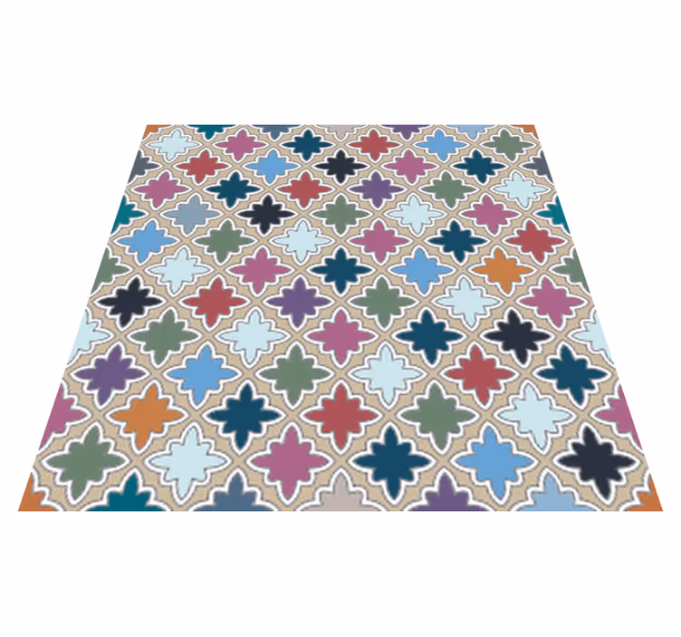 Vinyl rug bathroom colorful vintage tile pattern - TenStickers