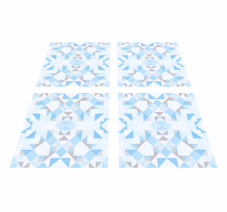 Vinyl rug bathroom vintage blue grey tile sticker - TenStickers