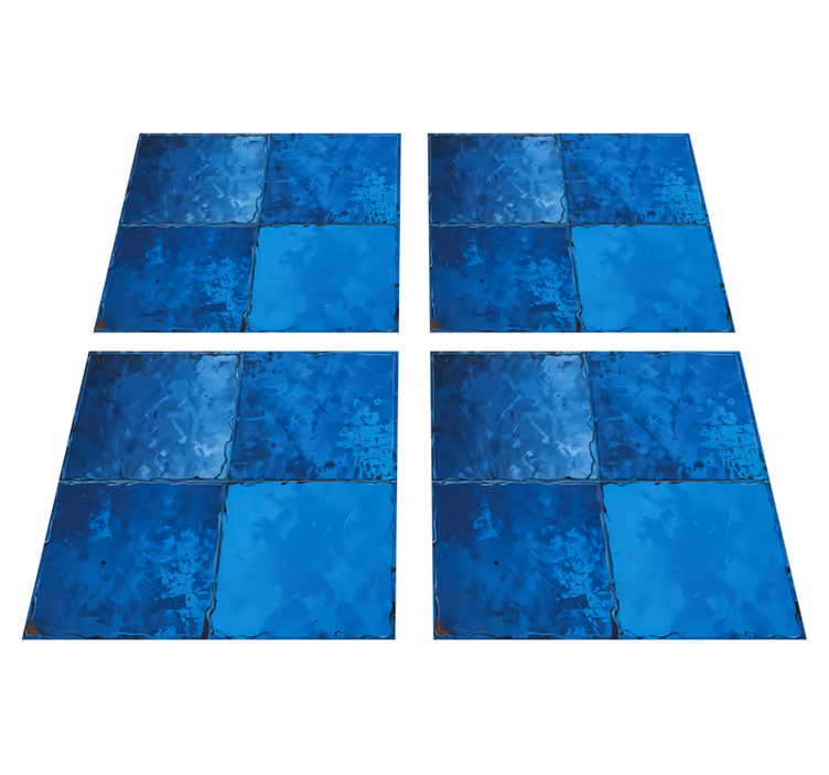 Vinyl rug bathroom marine blue square design - TenStickers
