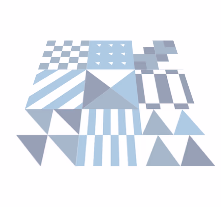 Vinyl rug bathroom with geometric blue design - TenStickers