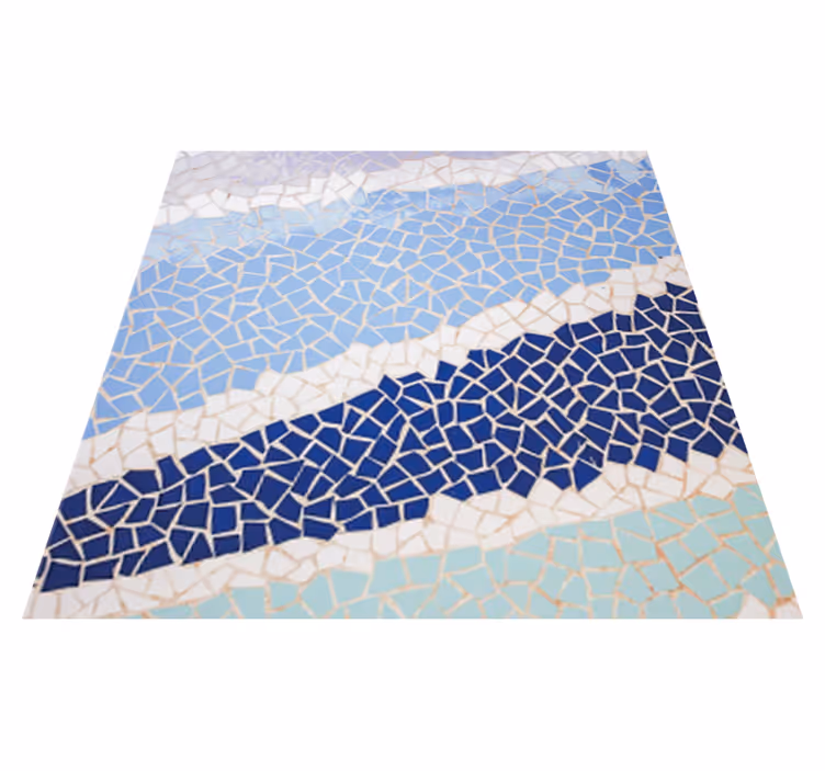 Vinyl rug bathroom in blue small irregular tiles - TenStickers
