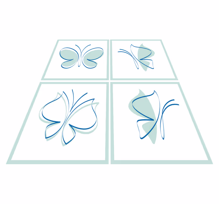 Vinyl rug bathroom with butterfly silhouette tiles - TenStickers