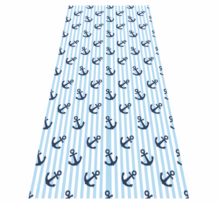 Vinyl rug bathroom navy blue striped pattern - TenStickers