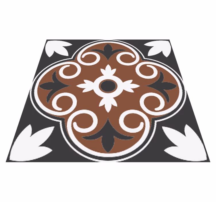 Vinyl rug bathroom in gray and brown vintage pattern - TenStickers
