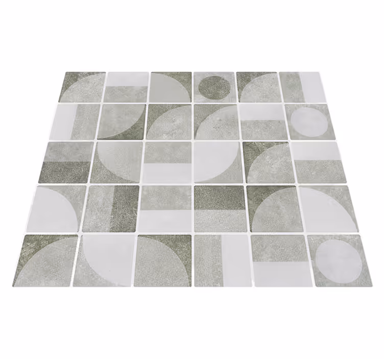 Vinyl rug bathroom abstract grey interlocking shapes - TenStickers