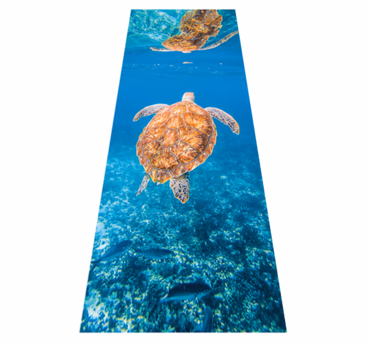 Vinyl rug bathroom beautiful turtle underwater - TenStickers