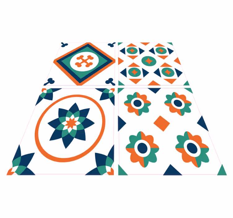 Vinyl rug bathroom geometric tiles design - TenStickers