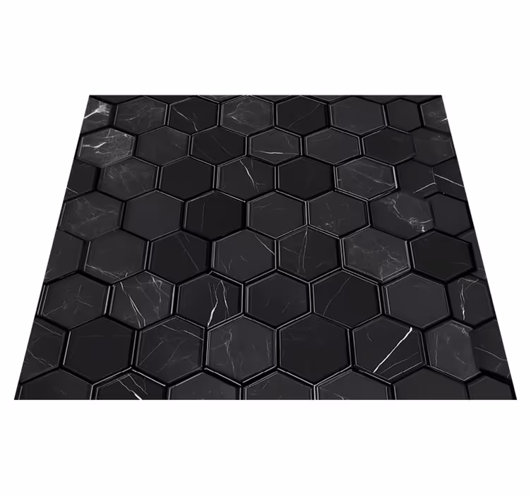 Vinyl rug bathroom hexagon black - TenStickers