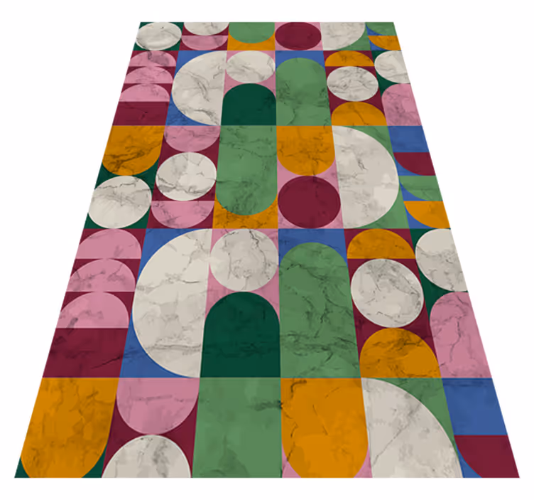 Vinyl rug bathroom with geometric textured designs - TenStickers
