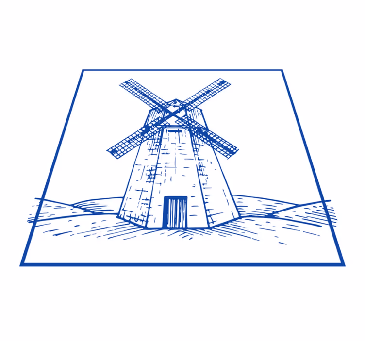 Kitchen vinyl rug delfts blue windmill - TenStickers