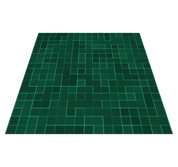 Kitchen vinyl rug in abstract bright green mosaic - TenStickers