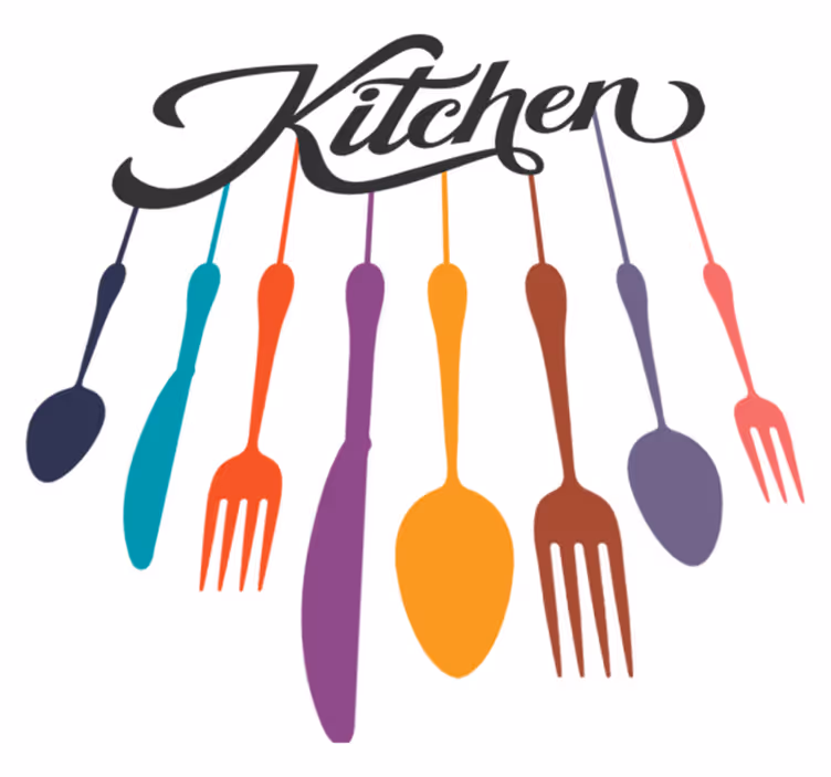 Kitchen vinyl rug fork and spoons design - TenStickers