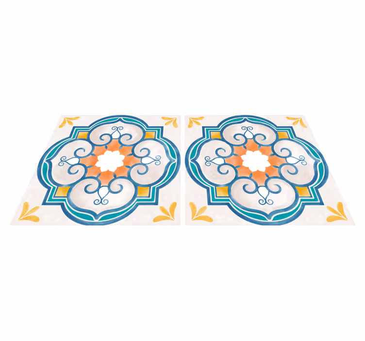 Kitchen vinyl rug with matching cement patterns - TenStickers