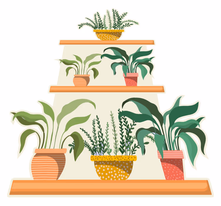 Kitchen vinyl rug watercolor plant set shelf - TenStickers