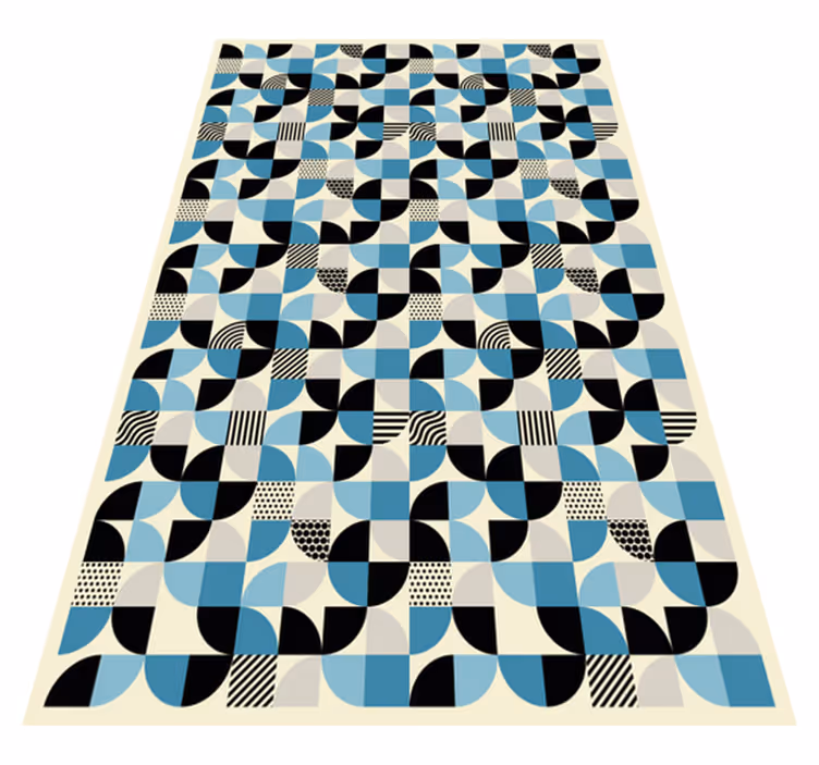 Kitchen vinyl rug in retro blue bauhaus design - TenStickers