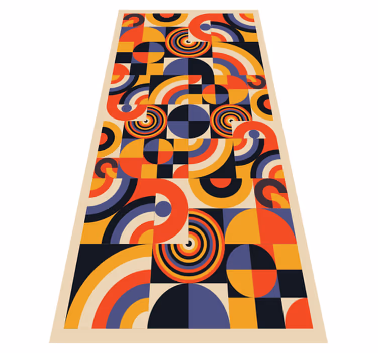 Kitchen vinyl rug with colorful bauhaus circles - TenStickers