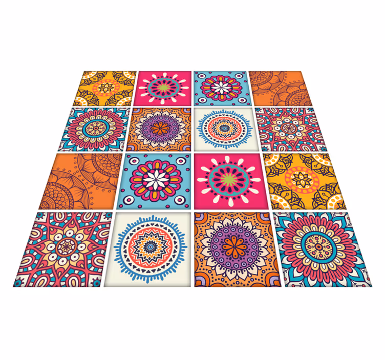 Kitchen vinyl rug with mandala tile design - TenStickers