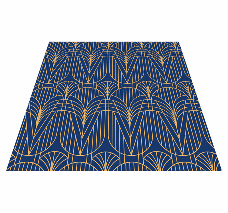 Kitchen vinyl rug with art deco design and gold accents - TenStickers