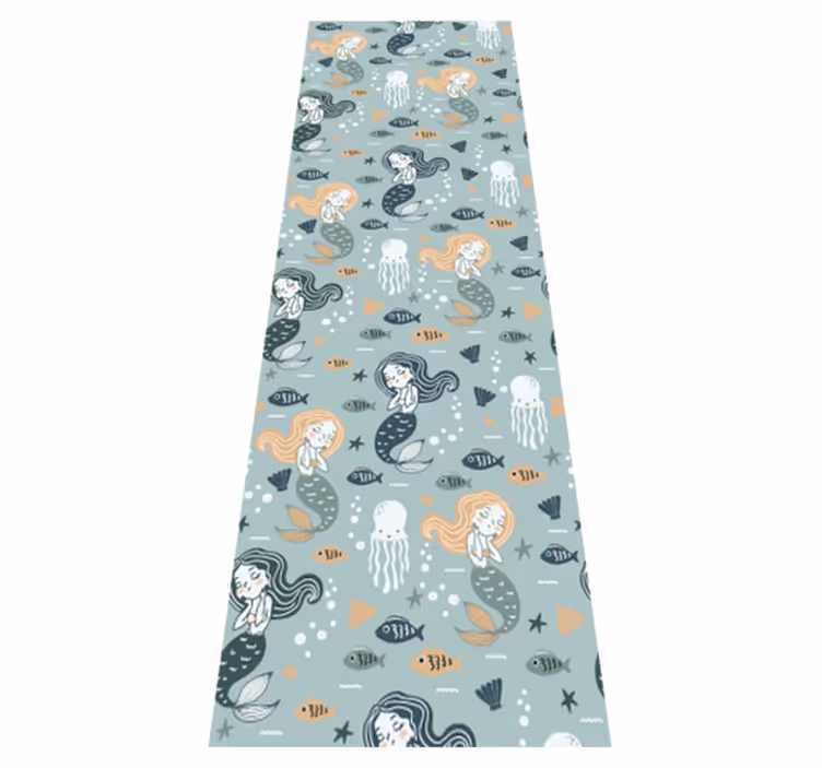 Bedroom vinyl rug with blue magic mermaid design - TenStickers