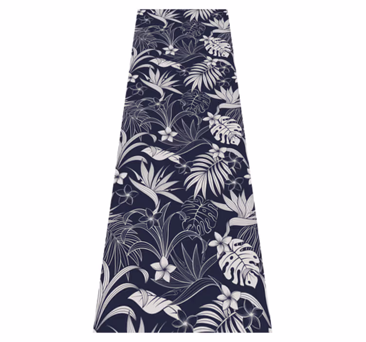 Bedroom vinyl rug in gray tropical hamptons pattern - TenStickers