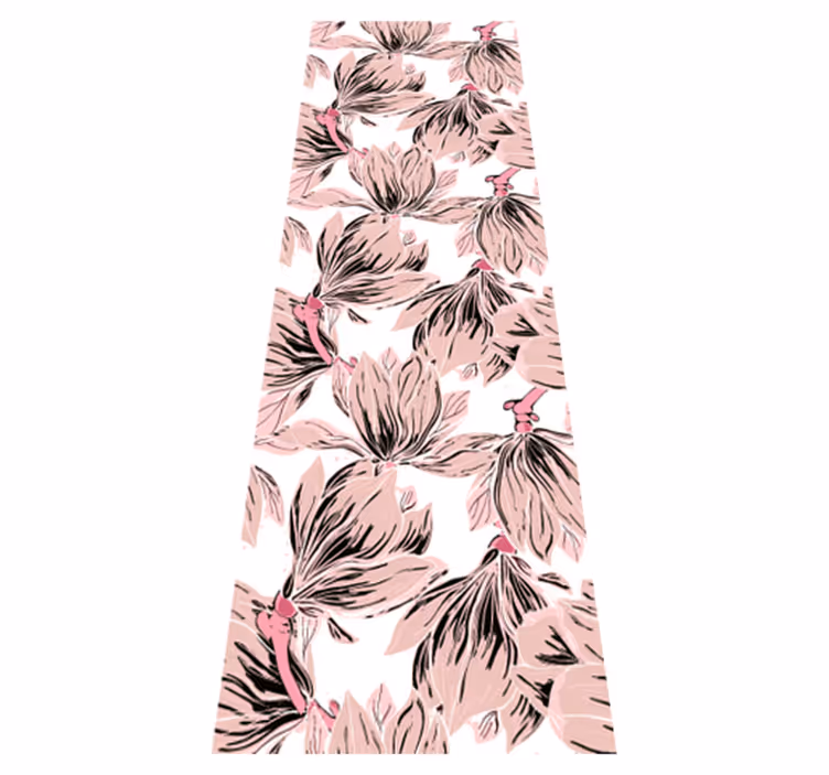 Bedroom vinyl rug with close-up white and pink magnolia - TenStickers