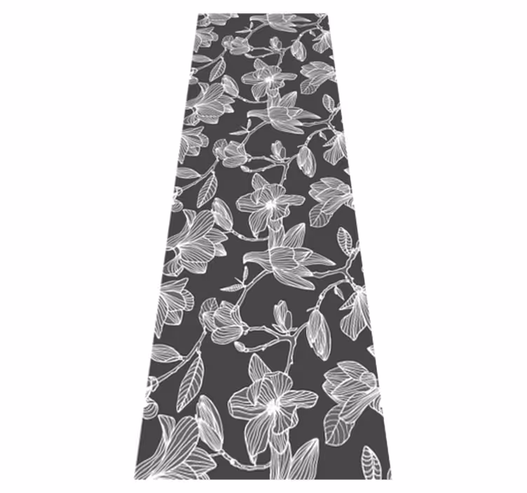 White and grey magnolias bedroom vinyl rug - TenStickers