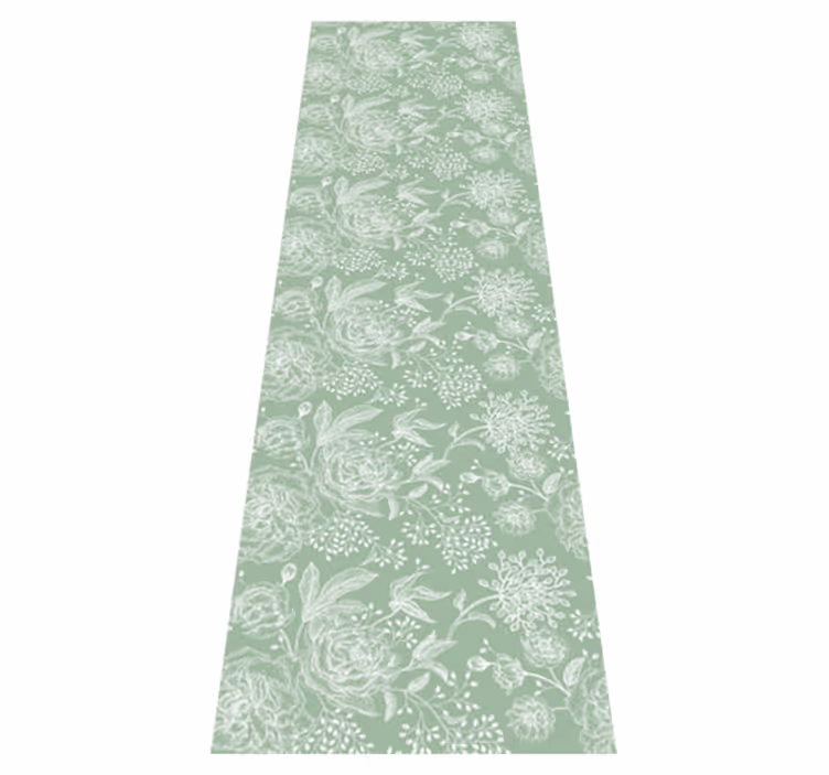 Green floral grandmillenial bedroom vinyl rug - TenStickers