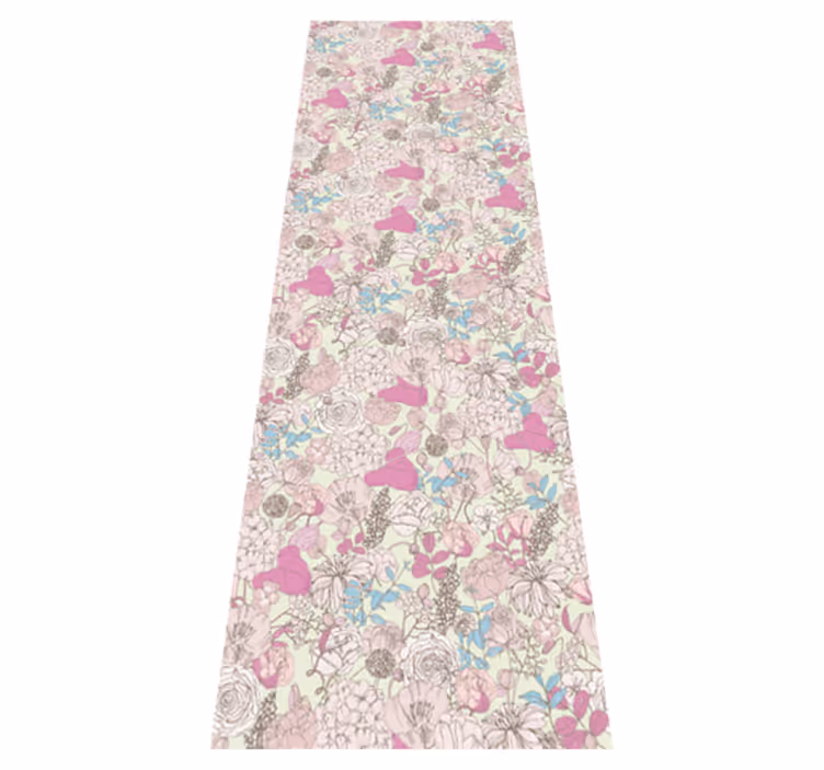 Floral grandmillenial style bedroom vinyl rug - TenStickers