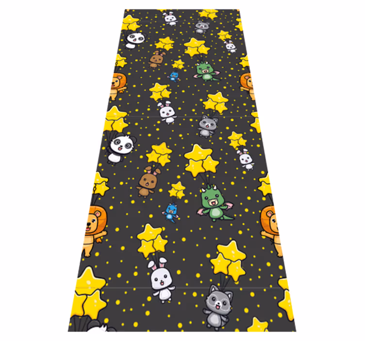 Bedroom vinyl rug with cute animals on balloons - TenStickers