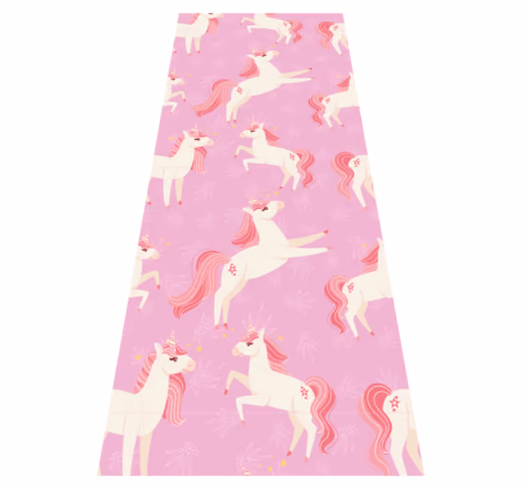 Bedroom vinyl rug with pastel unicorns and flowers - TenStickers