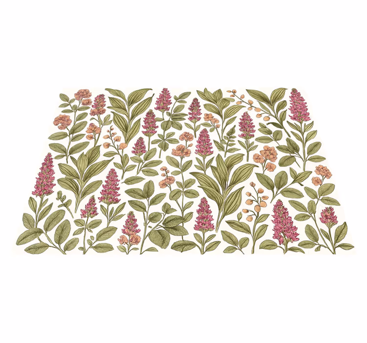 Bedroom vinyl rug in vibrant botanical design - TenStickers
