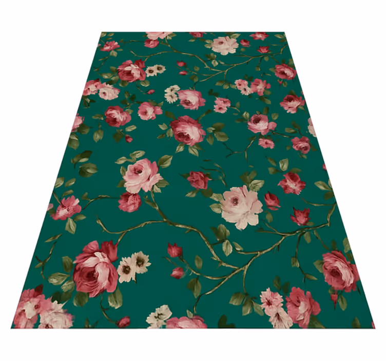 Bedroom vinyl rug with painted tree flower design - TenStickers