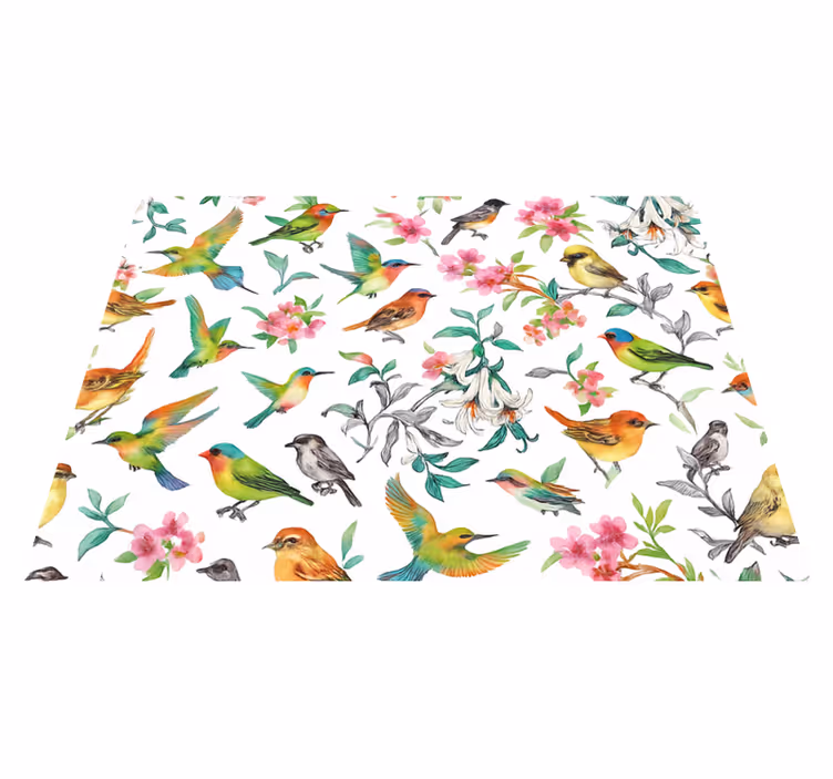 Bedroom vinyl rug colorful nature with birds - TenStickers