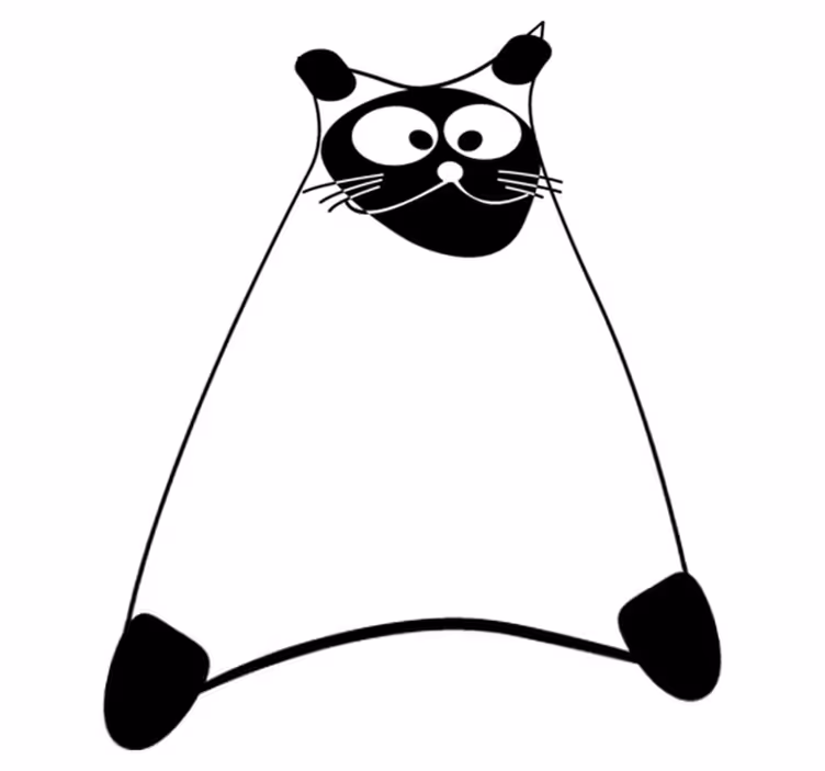 Bedroom vinyl rug white line cat design - TenStickers