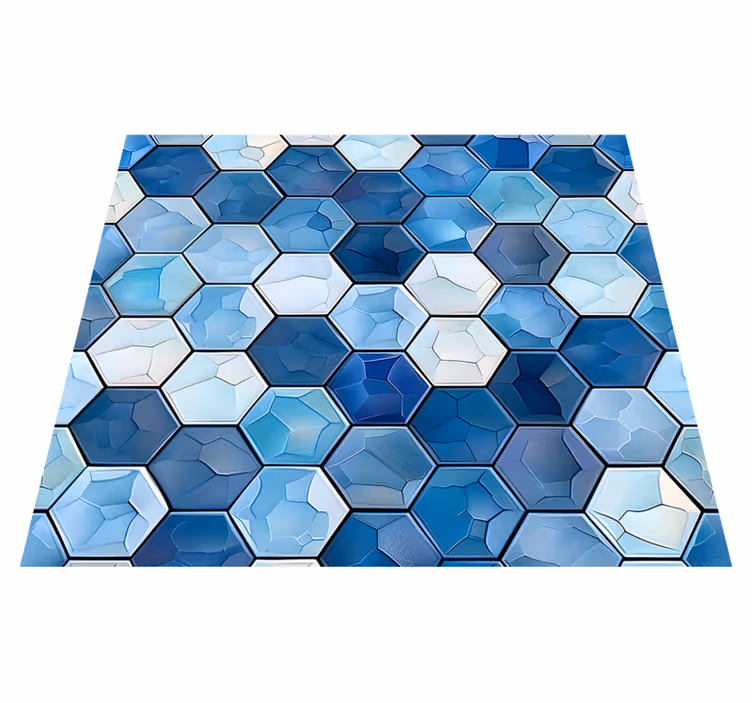 Blue tiles effect office vinyl rug - TenStickers