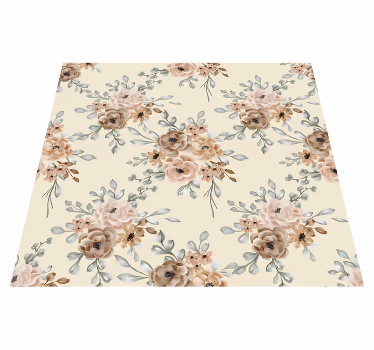 Bedroom vinyl rug with romantic large rose painting - TenStickers