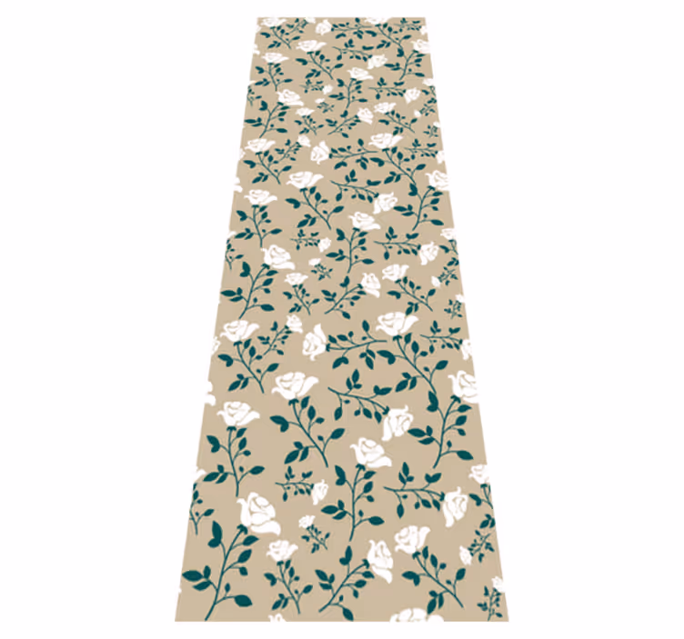 Bedroom vinyl rug with white vintage rose pattern - TenStickers