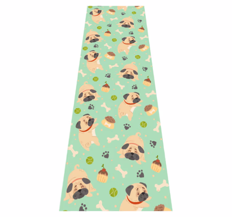 Bedroom vinyl rug of a chubby bulldog with a bone - TenStickers