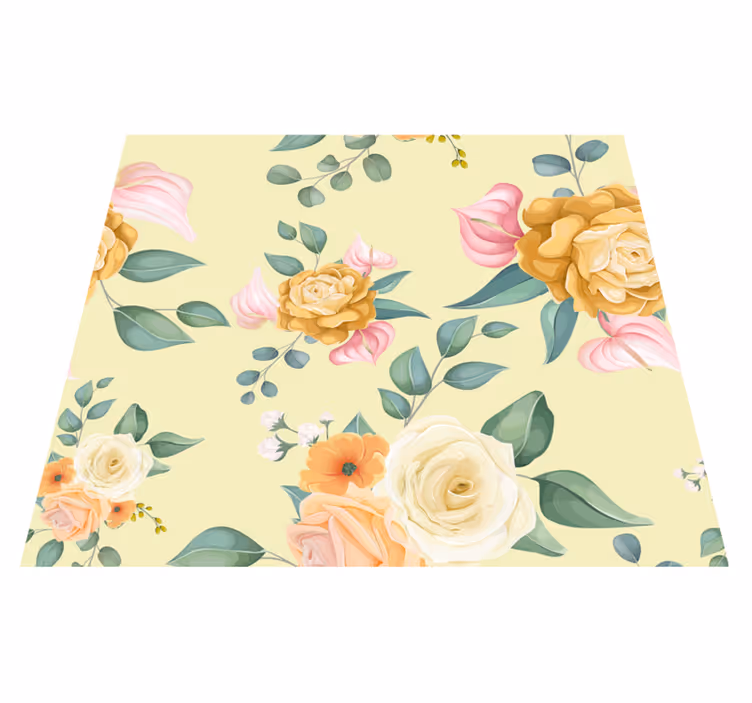 Bedroom vinyl rug with vintage yellow roses design - TenStickers