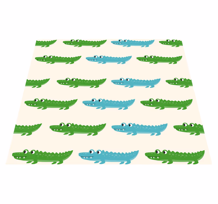 Kids green and blue crocodile bedroom vinyl rug - TenStickers