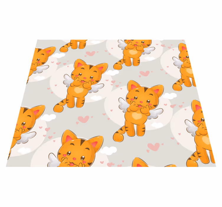 Bedroom vinyl rug with adorable flying kittens - TenStickers