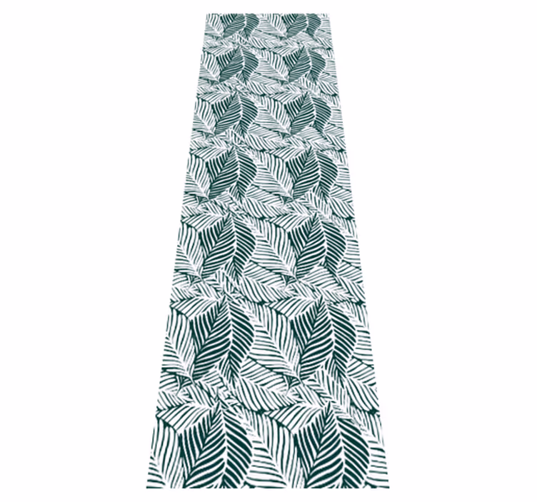 Bedroom vinyl rug with green and white leaves - TenStickers