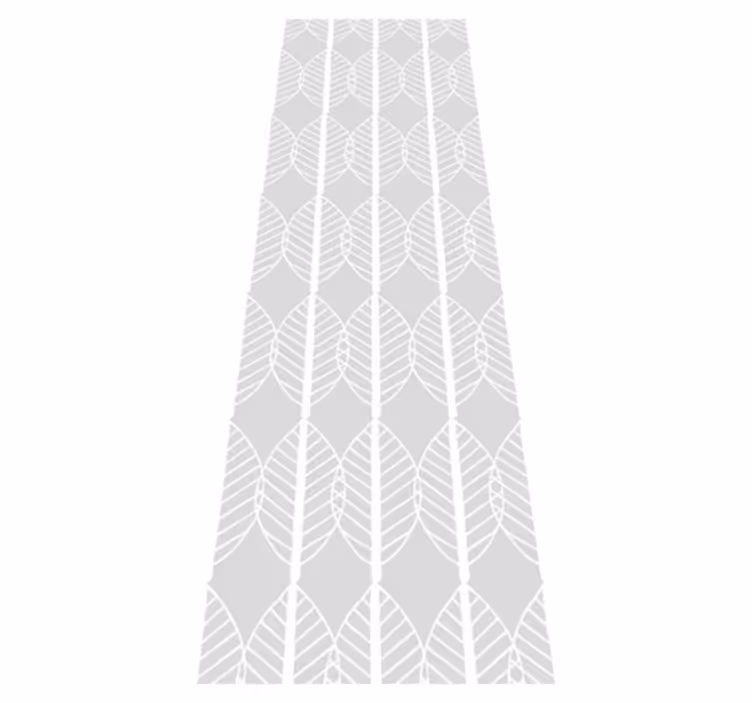 Nordic vinyl rug with white leaf pattern on grey - TenStickers