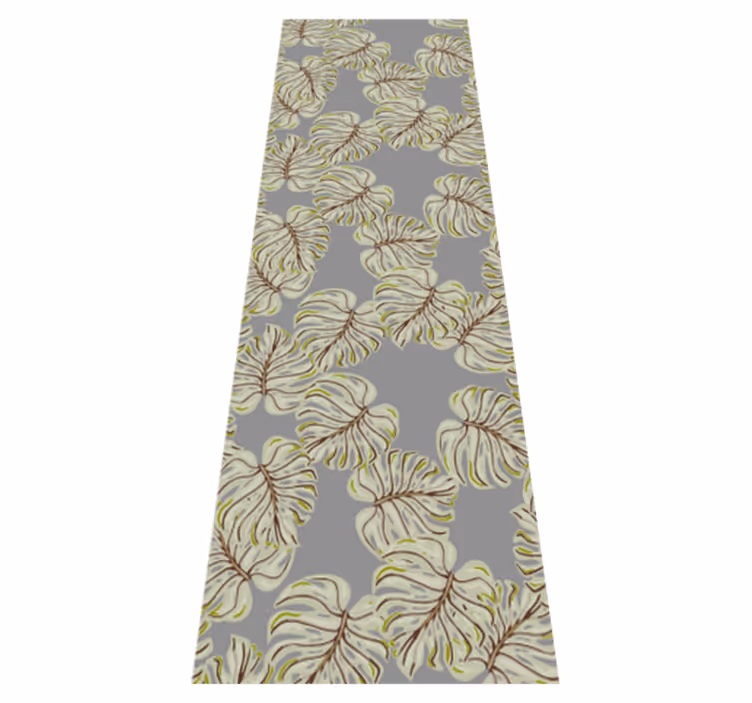 Nordic vinyl rug with gray minimalist monstera leaves - TenStickers